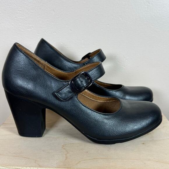 WOMEN'S EUROSOFT NETTY PUMPS Mary jane Black size 10 Twee Rockabilly - Picture 1 of 9